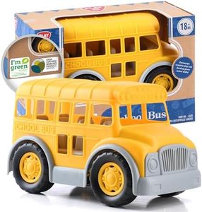 PLAY Eco-Friendly School Bus Toy, [USDA Certified] No BPA/Phthalate/PVC, Recycled Bioplastic Bus Toy Gift for Boy Girl 1-4, Fine Motor Skills Car Toys Vehicle Gift for Kids