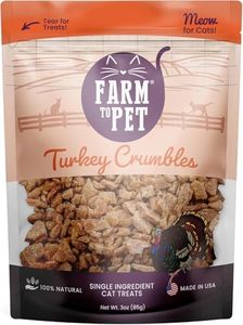 Farm To Pet Cat Treat Crumbles | Single Ingredient Turkey Cat Treats, Turkey Snacks - Healthy Cat Treats for Indoor Cats | Turkey Kitten Treats - Essential Cat Products (Mix with Wet or Dry Cat Food)