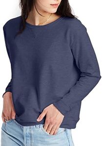 Hanes Women's V-Notch Pullover Fleece Sweatshirt, Navy Heather, Medium