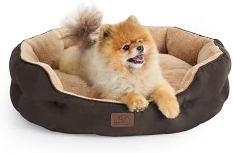 Bedsure Dog Beds for Small Dogs - Round Cat Beds for Indoor Cats, Washable Pet Bed for Puppy and Kitten with Slip-Resistant Bottom, 25 Inches, Brown