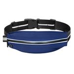 BILIONE Slim Running Belt, Runners Fanny Pack for Women and Men, Reflective Run Waist Belt for Workout Jogging with Headphone Port, Running Gift Gear (Blue)