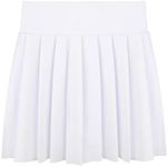 SPFAS Girls Tennis Skirt Athletic Pleated Skort Kids Golf Skirt with Pockets Sport Shorts for Running School White