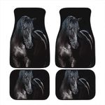 Cumagical Black Horse Printed Car Floor Mats,4-piece Front&Rear Car Animal Pattern Car Carpet,All-Weather Comfortable Car Floor Blanket,Universal Fit for SUVs,Vans and Trucks