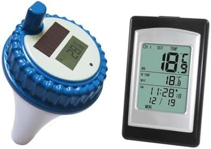 Generic Pool Thermometer Floating Easy to Read Digital Pool Temperature Thermometer Wireless Water Thermometer and Indoor Monitor, Floating Thermometer for Ice Bath/Hot Tub/Fish Tank, white plus blue