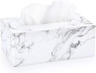 Sumnacon Stylish PU Leather Tissue Box Holder, Rectangular Napkin Holder Pumping Paper Case Dispenser for Home Office Car Automotive Decoration Marble