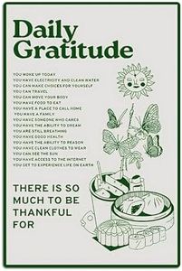 CUUCTGDA Inspirational Metal Poster Green Boho Room Aesthetic Decoration Daily Gratitude Tin Signs Home Garden Office Bedroom Kitchen Cafes Bar Wall Decor 8x12 Inch