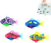 Light Up Robo Fish Baby Summer Bath Toy, 4/8Pcs Light Up Swimming Fish Bath Toy, Pet Cat Toys with LED Light Water Swim Pool Bathtub Toys Gifts (Size : 4Pcs-B)