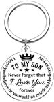 JMVD Personalized Black Laser engraved Son Keychain Gift Birthday Graduation Christmas Valentine for boy from Dad Mom