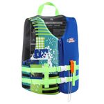 HeySplash Toddler Swim Vest, Kids Swimming Jacket Toddler Floaties with Adjustable Strap, Float Jacket for Puddle Pool Jumper, Beach, Boating, Learn to Swim Aid Fits 9-12Years/60-90Lbs, Blue Graffiti