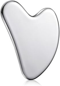 Nuanchu Stainless Steel Gua Sha Facial Tools Guasha Tool for Face Metal Gua Sha Tighten Skin Heart Massage Guasha Beauty Tool for Body Eyes Neck Massager with Travel Pouch (Silver, Heart Style)