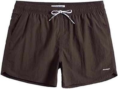 MaaMgic Men Swimming Shorts Classic Mesh Lined Surf Trunks Quick-Drying Beach Shorts Adjustable Drawstring Swimwear,Dark Brown,M