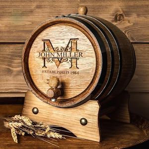 Custom Engraved and Personalized Mini Oak Aging Barrel for Whiskey, Wine, Scotch, Bourbon - Complete Aging Kit for Home Brewer, Distiller, Wine Maker - Bourbon Barrel Gifts For Men