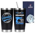 Grogife Grandad Gifts - Best Dad Birthday Presents Ideas from Granddaughter, Funny Travel Mug for Grandpa, Coffee Cup with Straw and Lid for Hot Cold Drinks 600ml