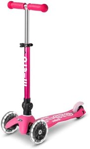 Micro Kickboard - Mini Deluxe Foldable LED Scooter, 3-Wheeled, Lean-to-Steer, Swiss-Designed Micro Scooter with LED Light-Up Wheels, for Kids Ages 2-5 (Pink)