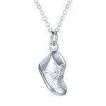 Bling Jewelry Baby Shoe Bootie Charm Engravable Pendant Necklace Gift for New Mother Women CZ Polished .925 Sterling Silver