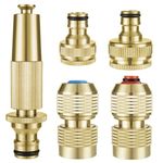 Garden Hose Fitting Set, 1Adjustable Spray Nozzle, 1Hose Waterstop Connector, 1End Quick Connector, 2Hose Tap Connector-1/2 Inch and 3/4Inch 2-in-1& 3/4 Inch and 1Inch 2-in-1, Hose Attachments-7pcs