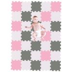 Interlocking kids play mat soft foam Baby Playmats Floor Gyms jigsaw puzzle play mats floor exercise fitness yoga crawling mat living room flooring (Pink White & Grey- 16 Pieces)