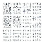 ATOMUS 12pcs Pigment Temporary Tattoo for Kids Men and Women Waterproof Flower Animal Skull Candy Star Tattoo Stickers Tiny Fake Tattoos for Body Hand Face, Multiple Design Styles (#1)