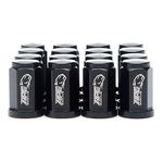 Black Flat Wheel Lug Nuts - APE RACING 10x1.25mm 17mm Hex Head Forged 7075-T6 Aluminum Flat Base Lugnuts (Pack of 16) For ATV UTV, Extremly Light Weight And Corrosion Resistance