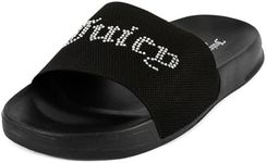 Juicy Couture Women's Slide Sandals – Comfortable Slip-On Footbed for Casual Wear, and Pool Size 7 Black