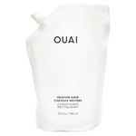 OUAI Medium Conditioner Refill - Hydrating Hair Conditioner with Coconut Oil, Babassu Oil, and Keratin - Strengthens, Repairs and Adds Shine - Paraben and Phthalate Free Hair Care Products - 32 oz