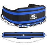 Dip Belt with 36 Inches Heavy Duty Bodybuilding Weight Lifting Dip Steel Chain for Pull Ups Exercise Gym Workout Powerlifting Training Neoprene Back Support Men Women Fitness (Blue)