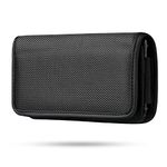 Nylon Cell Phone Pouch Holster Case Bag with Belt Clip for iPhone 14 13 12 11 Pro Max Moto Samsung Galaxy S22 S21 S20 Fe Plus Ultra, A12 A13 A32 A53 A03s Note 20 Ultra (Black-XXL)