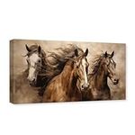 CXHOSTENT Horse Pictures Wall Decor Vintage Animal Canvas Wall Art Brown Horse Portrait Painting Print Large Living Room Decor Frame (Horse - 3, 12.00" x 24.00")