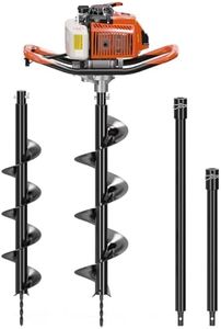 WORKIT 72CC Post Hole Digger, Auger Post Hole Digger Easy Start, 2-Cycle Xtreme Engine, Gas Powered Earth Auger with 6"+8" Auger Drill Bit, 20"+30" Extension Rods, EPA Certification