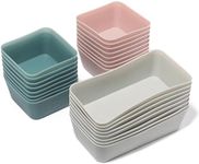 The Silicone Kitchen Reusable Silicone Bento Baking Cups, Non-Toxic, BPA Free, Dishwasher Safe Bento Box Accessories Lunch Box Dividers, Square and Rectangle, 24 Pack, Pink, Blue, Gray