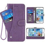 ELISORLI Compatible with iPhone 6plus 6splus 6/6s Plus Wallet Case and Wrist Strap Lanyard Leather Flip Card Holder Cell Phone Cover for iPhone6 6+ iPhone6s 6s+ i 6P 6a S Six iPhone6splus-Purple