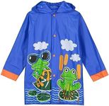 Puddle Play Little Boys Frog Rain Slicker Outwear Hooded - Size 6-7