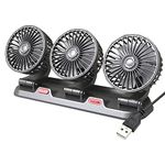 TOTMOX Three Head Electric Cooling Air Circulator Automatic Fan 360 Rotating Car Cooling Fan Portable for Sedan/SUV/RV/Boat/Truck