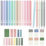 COZCLAM 17 Pastel Highlighters Stationery Set, 12 Aesthetic Highlighters, 5 Black Fineliner Pens and Sticky Notes, No-Bleed Bible Highlighters Pens Cute Stationary for journal, school supplies