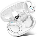 Wireless Earbuds, Bluetooth 5.3 Headphones with 4 ENC Noise Canceling Earphones Mic, 75H Playback Wireless Headphones with Earhooks, Deep Bass Ear Buds IP7 Waterproof LED For Sport /Running/Gym/White