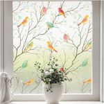 Elton 3D Window Films Privacy Film Self Adhesive Decorative Film for Bathroom Door Window Heat Control Anti UV 16 x 36 inches (Chirpy Bird)