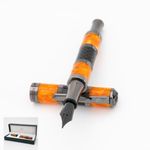 Monteverde USA Regatta Sport Fountain Pen in Orange and Carbon Fiber - Flex Nib, Luxury Refillable Pen with Gunmetal Accents, Premium Gift