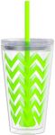 Copco Minimus Double Wall Insulated Tumbler with Removable Straw, 24-Ounce, Chevron Lime Green