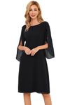 GRACE KARIN Women Elegant Chiffon Midi Party Dress 3/4 Sleeves Formal Black Dresses for Special Ocassion Size 18