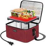 Aotto Portable Oven, 110V Portable Microwave Food Warmer with Wall Plug, Mini Heated Lunch Box Warmer for Work Reheating and Cooking Meals in Office/Travel/Hotel/Home Kitchen, Red