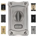 CiTree Cigar Cutter, Stainless Steel V-Cut Cigar Cutter with Build-in Cigar Puncher, Attractive Gift Box (Silver)