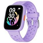 BIGGERFIVE Kids Smart Watch, 1.8" Fitness Watch Pedometer, Heart Rate, Sleep Tracker, IP68 Waterproof, Calorie Step Counter, Puzzle Games with/without APP for Girls Teens 5-16, Lilac