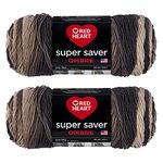 Red Heart Super Saver Jumbo Hickory, 2 Pack of 10oz/283g-Acrylic-#4 Medium-482 Yards, Knitting/Crochet