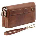 GAEKEAO Wallet for Women Clutch RFID Blocking Leather Wristlet Purse Large Capacity Credit Card Holder with Grip Hand Strap