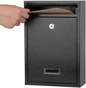 KYODOLED Key Lock Mail Boxes Outdoor,Locking Wall Mount Mailbox,Security Key Drop Box,12.4Hx 8.54Lx 3.35W Inches,Black Large