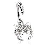 Forbidden Body Jewelry Belly Button Rings Surgical Steel 14G Top Down Scorpion Belly Ring, Stainless Steel