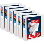 Avery Heavy Duty View 3 Ring Binder, 2" One Touch Slant Ring, Holds 8.5" x 11" Paper, 6 White Binders (79792)