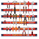 COSTWAY Set of 3/6 Magnetic Tool Holder, Heavy Duty Wall Mount Screwdriver Holder Rack Strip, Space-saving Magnetic Tool Organizer Bars for Garage Workshop Kitchen (6 Pcs)