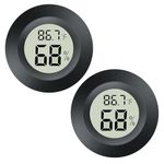 Meggsi 2 Pack Mini Digital Hygrometer Gauge Indoor Thermometer, LCD Monitor Temperature Outdoor Humidity Meter for Humidors Greenhouse Cigar Jars Incubators Guitar Case, Fahrenheit (℉) or Celsius(℃)