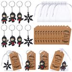 72 Pieces Ninja Party Favors Includes 24 Pcs Ninja Keychains 24 Pcs White Drawstring Organza Pouch Gift Bags 24 Pcs Thank You Kraft Tags Kids for Ninja Warrior Star Themed Birthday Party Baby Shower